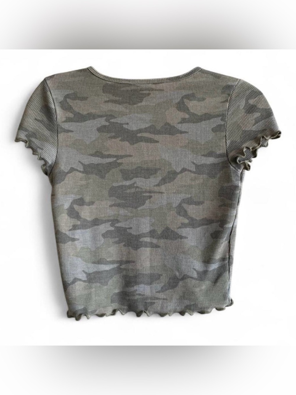 American Eagle Camo Lettuce-Edge Crop Top - Picture 3 of 3